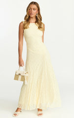 Madeleine Maxi Dress - High Neck A-Line Dress in Lemon