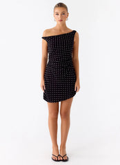 Delusional Mini Dress - Black Polka Dot