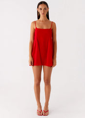 Godet Hem Mini Dress - Red