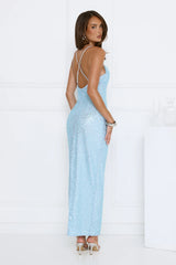 The Shine Collective Robe longue à sequins bleue