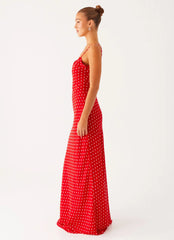 Maxi Pareo Dress - Red Polka Dot