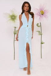 Robe longue dos nu bleu Sea Glass Nights