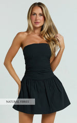Donatella Mini Dress - Robe bustier à taille basse noire