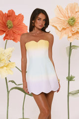 Dewdrop Dreams Ombre Strapless Mini Dress