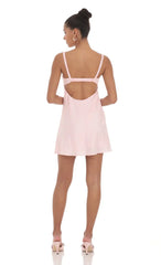 Pink Jacquard Babydoll Satin Dress
