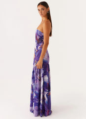 Eden Strapless Maxi Dress - Purple White Lily