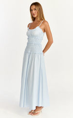 Cami Midi Dress - Ruched Bodice Dress in Blue
