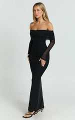 Bethanie Maxi Dress - Off-the-Shoulder Mesh Dress in Black