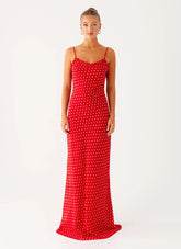 Maxi Pareo Dress - Red Polka Dot