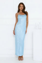 The Shine Collective Robe longue à sequins bleue