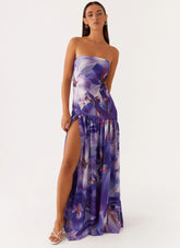 Eden Strapless Maxi Dress - Purple White Lily