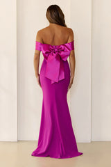 The Sleek Soiree Off Shoulder Maxi Dress Plum
