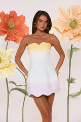 Dewdrop Dreams Ombre Strapless Mini Dress