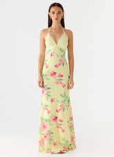 Takedown Halter Maxi Dress - Lemon Sun