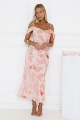 Garden Romance Off-Shoulder Maxi Dress Pink