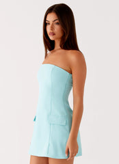Then Strapless Mini Dress - Turquoise