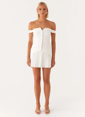 Twisted Skies Off-Shoulder Mini Dress - Off White