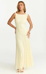 Madeleine Maxi Dress - High Neck A-Line Dress in Lemon