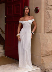 Melany Maxi Dress - White Polka Dot