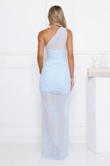Beachfront Soiree One-Shoulder Maxi Dress Blue