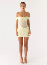 Either Way Off-Shoulder Mini Dress - Yellow