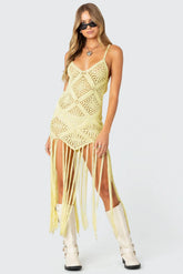 Fringed Crochet Maxi Dress