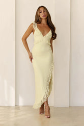 Enchanted By You Yellow Lace Midi Dress