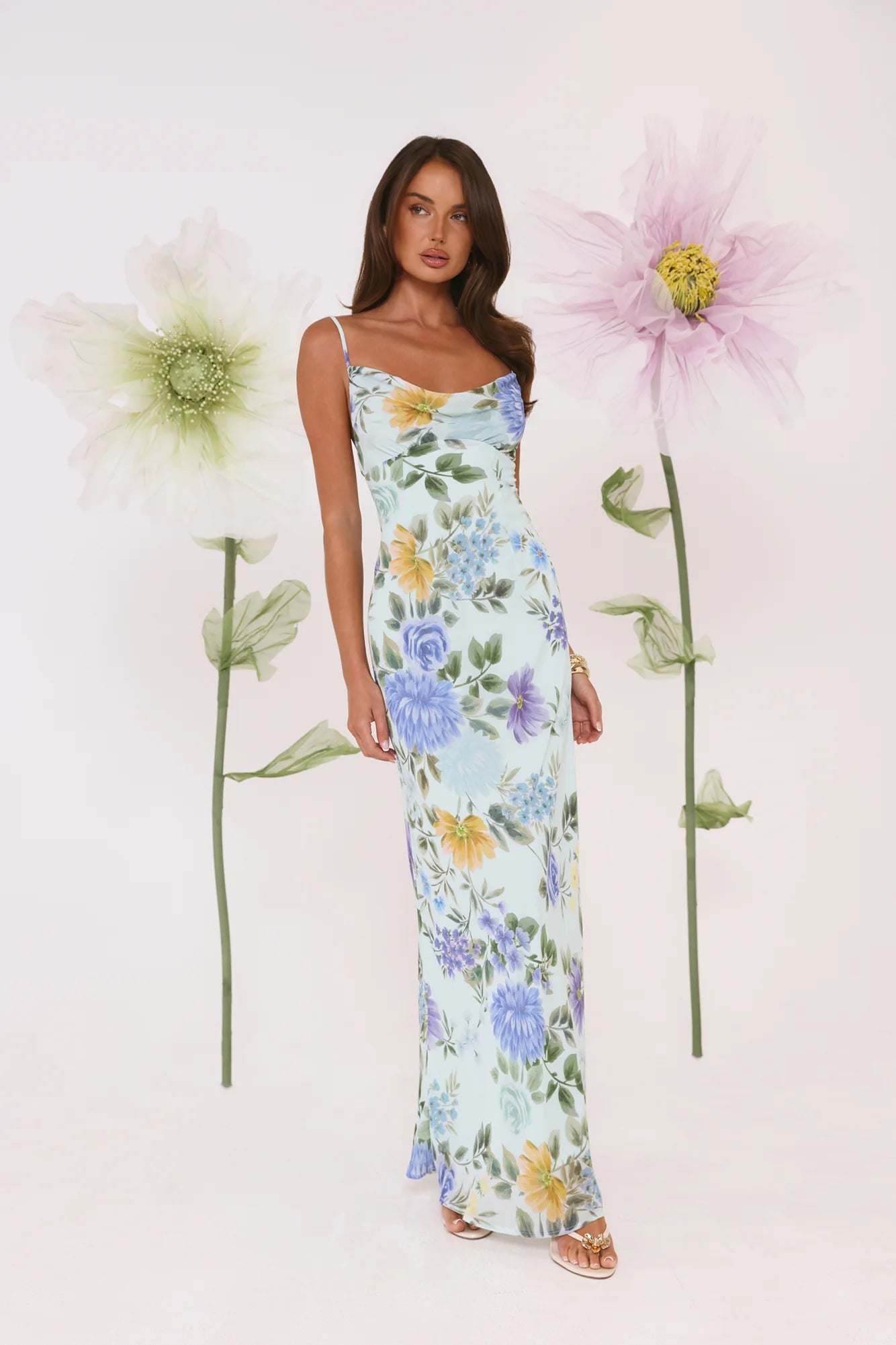 Moonflower Glow Floral Maxi Dress