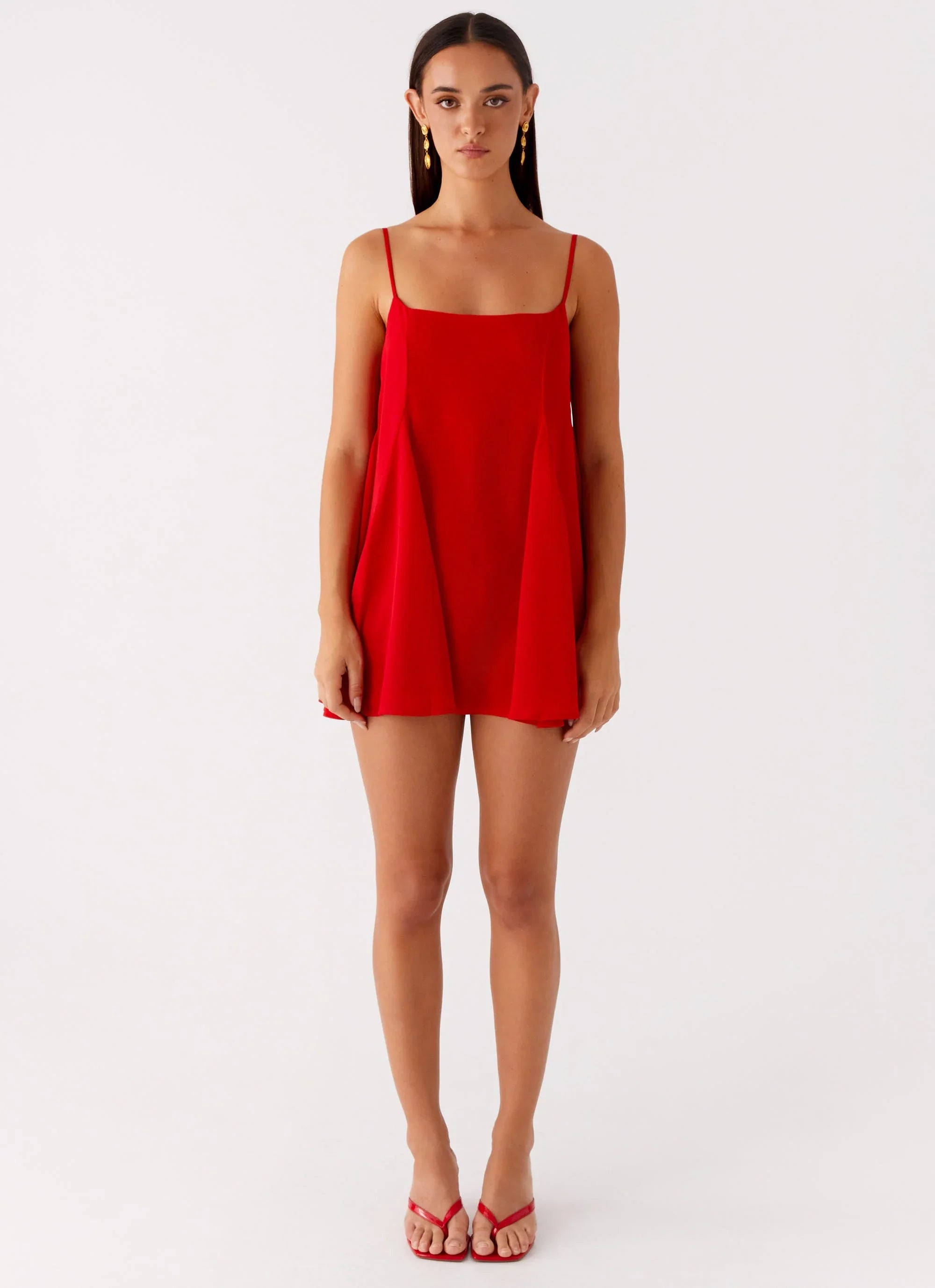 Godet Hem Mini Dress - Red