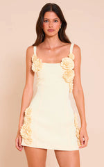 Robe Droite à Détails Floraux et Citrons