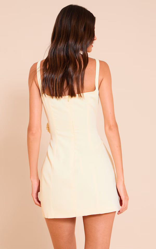 Robe Droite à Détails Floraux et Citrons
