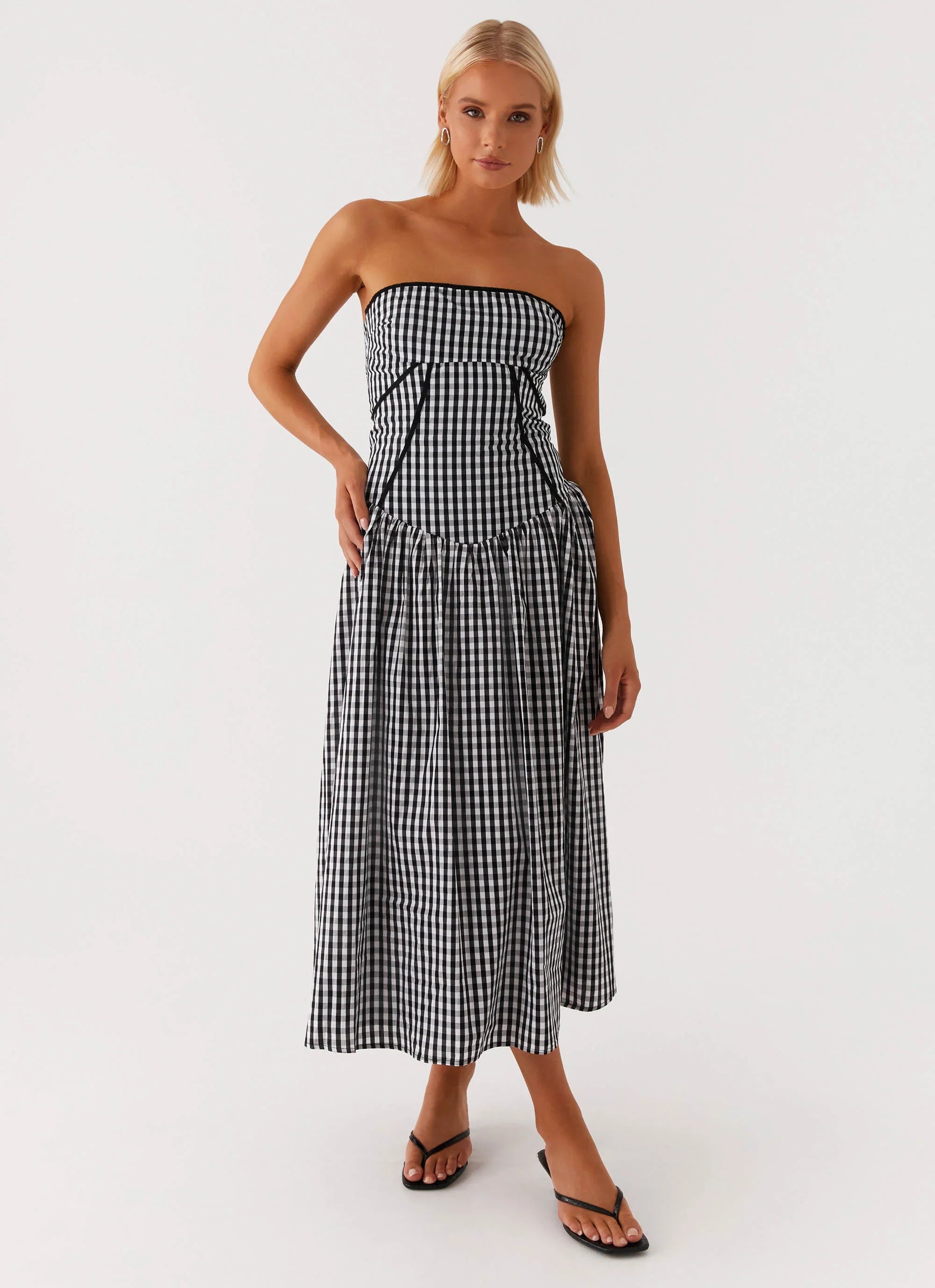 Larnie Midi Dress - Black Gingham