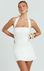 Tamika Mini Dress - Linen Mini Dress in Off White