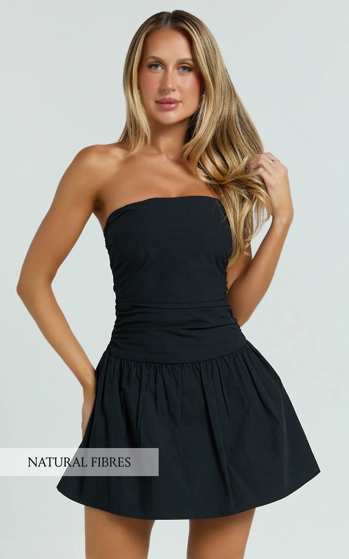 Donatella Mini Dress - Robe bustier à taille basse noire