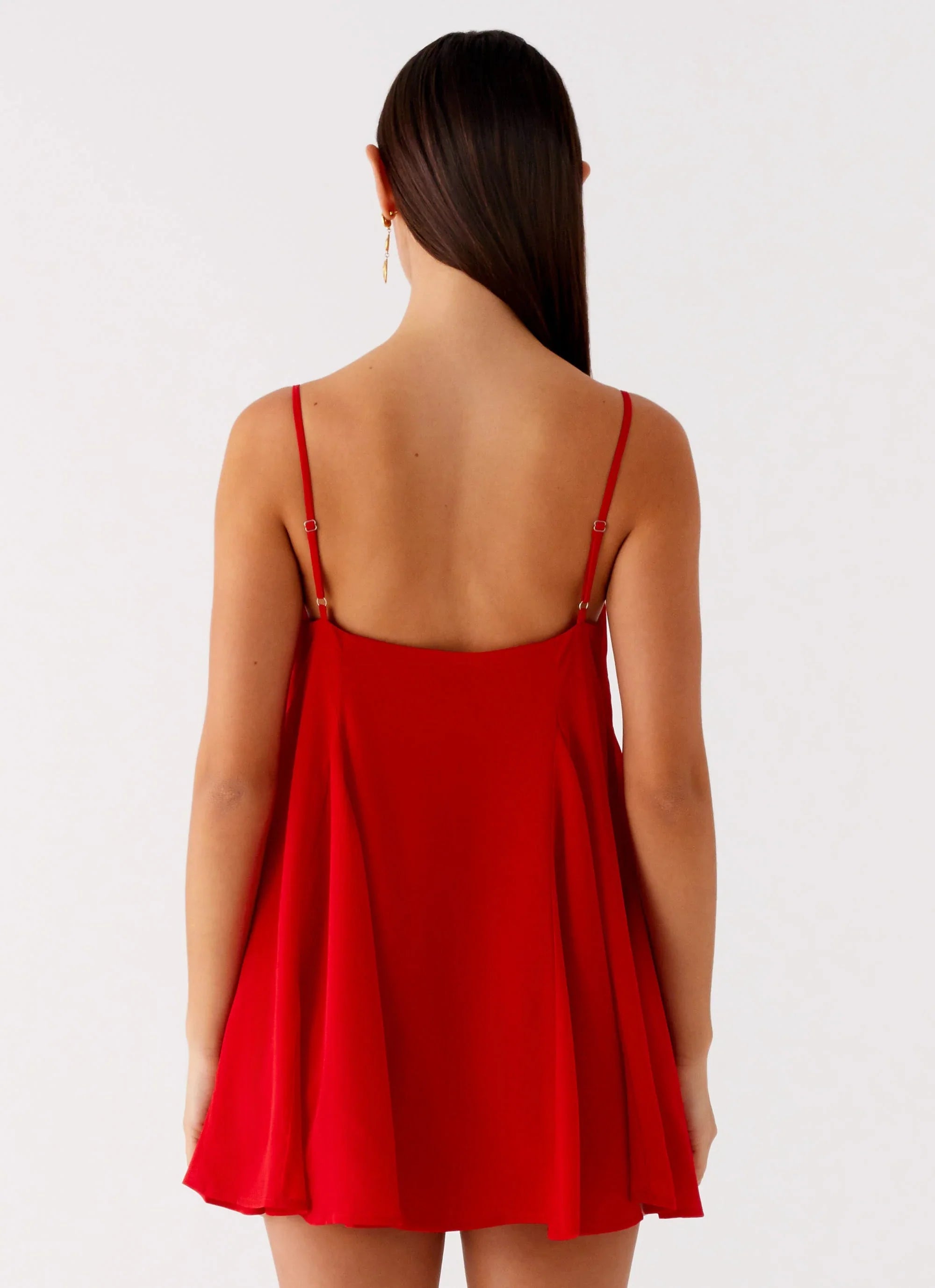 Godet Hem Mini Dress - Red