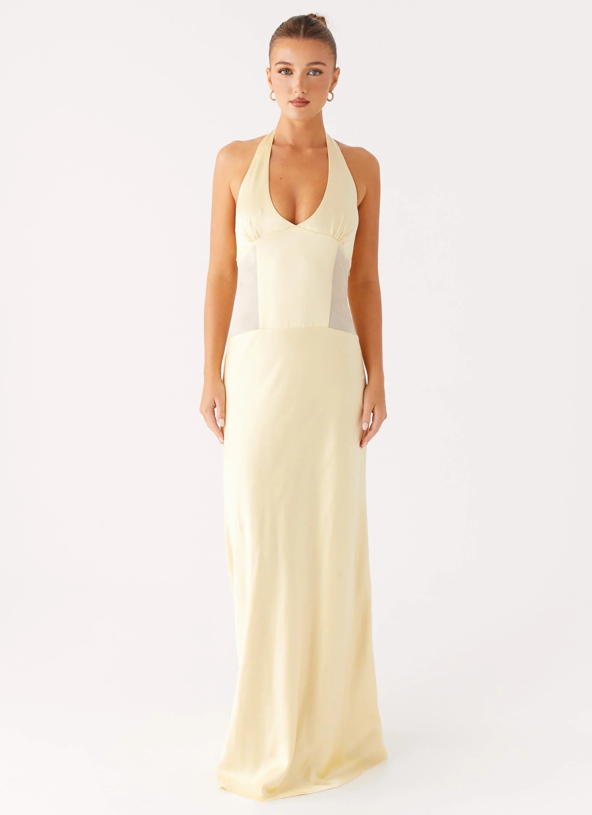 Amber Mesh Panel Maxi Dress - Yellow