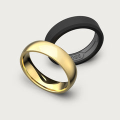 6mm Rounded Ring Set - 24K Gold - Tantalum Carbide
