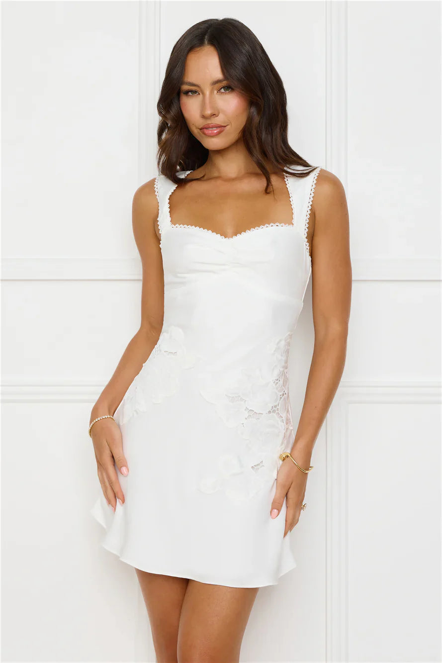 Exotic Flair White Satin Mini Dress