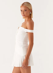 Twisted Skies Off-Shoulder Mini Dress - Off White