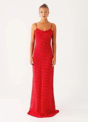 Maxi Pareo Dress - Red Polka Dot