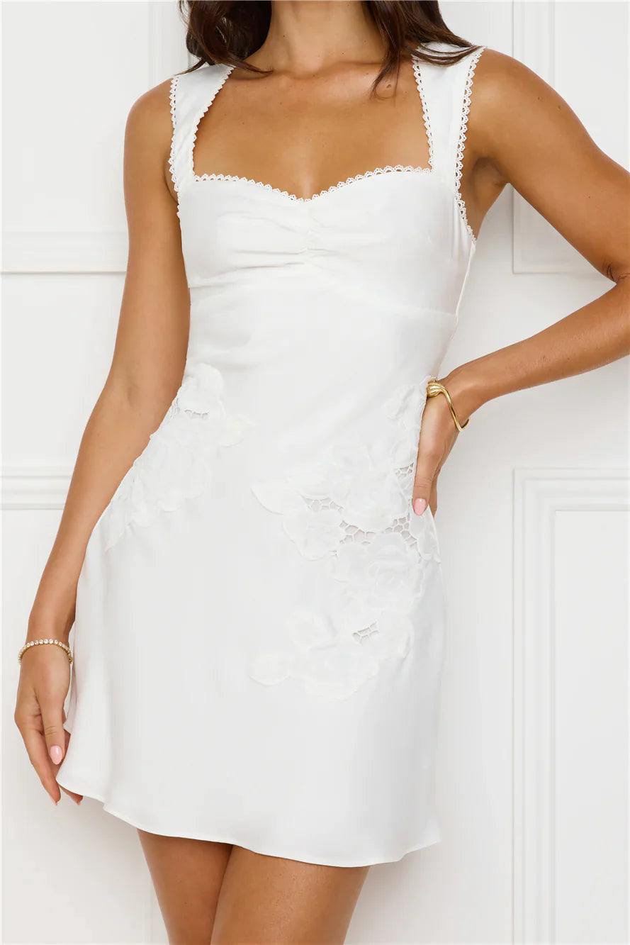 Exotic Flair White Satin Mini Dress