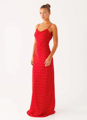 Maxi Pareo Dress - Red Polka Dot
