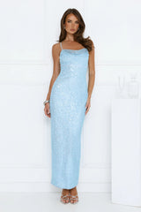 The Shine Collective Robe longue à sequins bleue