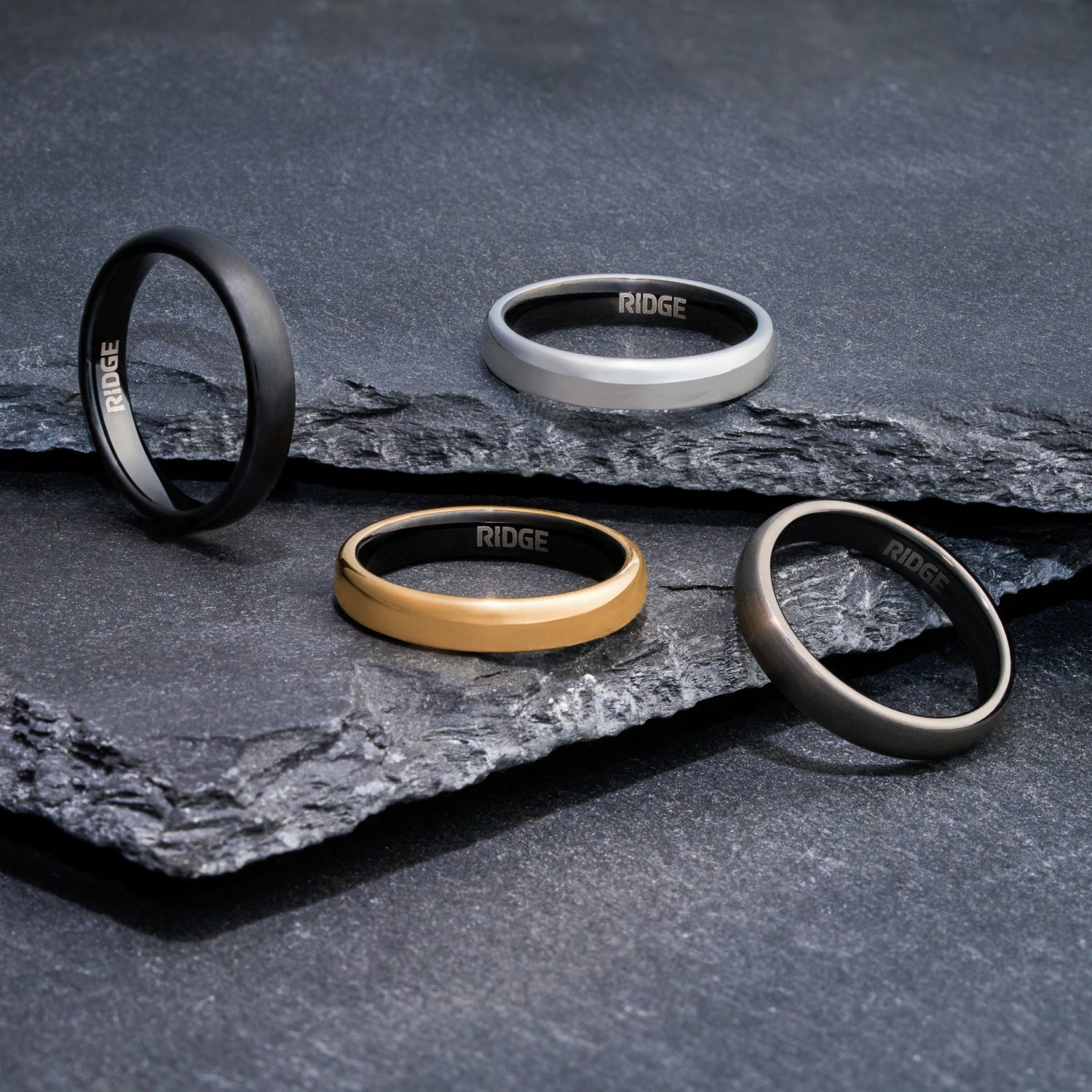4mm Rounded Ring Set - 24K Gold