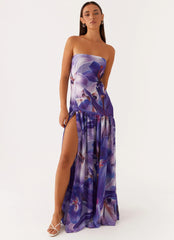 Eden Strapless Maxi Dress - Purple White Lily