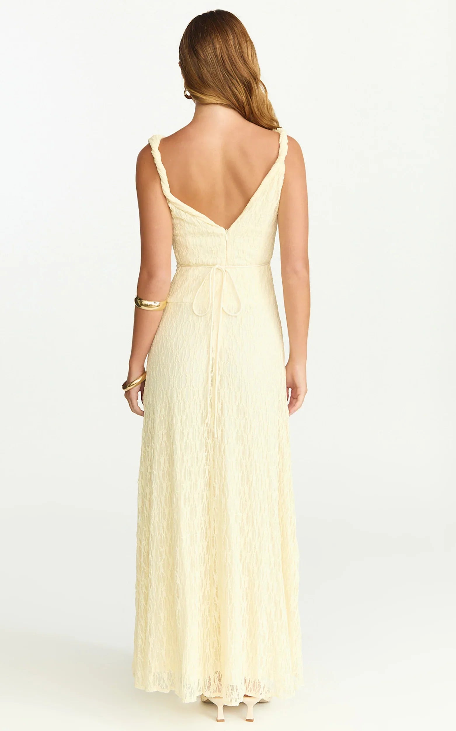 Madeleine Maxi Dress - High Neck A-Line Dress in Lemon
