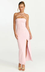 Pink Mae Midi Dress - Resin O Ring Fitted Dress