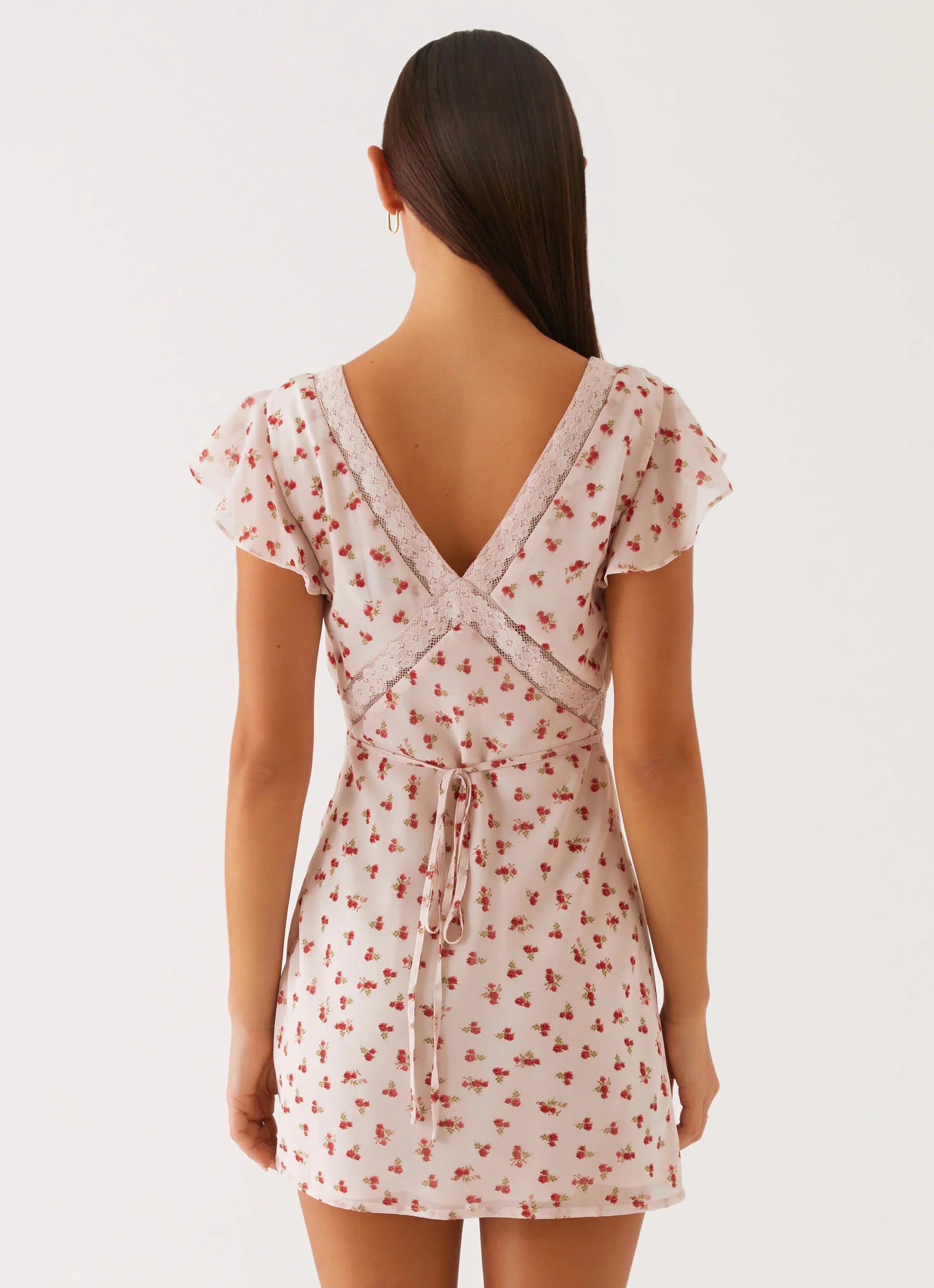 Tangled Dreams Mini Dress - Red Ditsy Floral