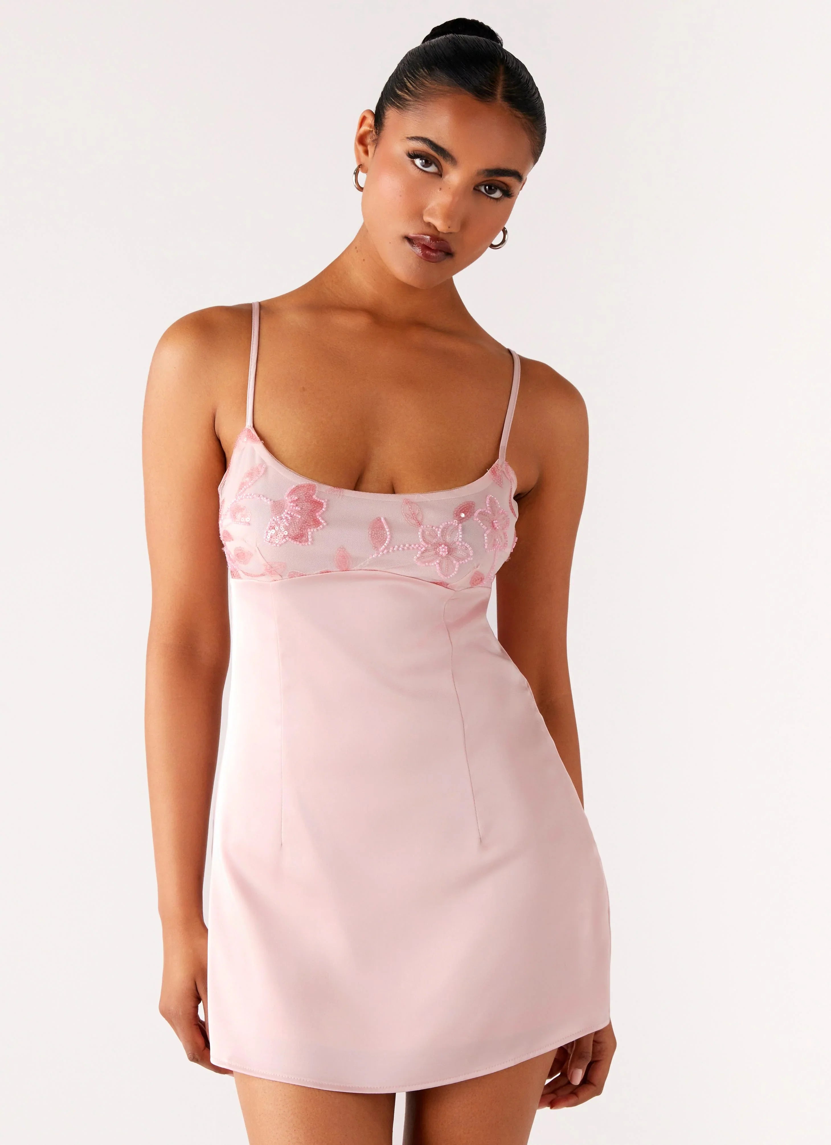 Zion Beaded Mini Dress - Pink