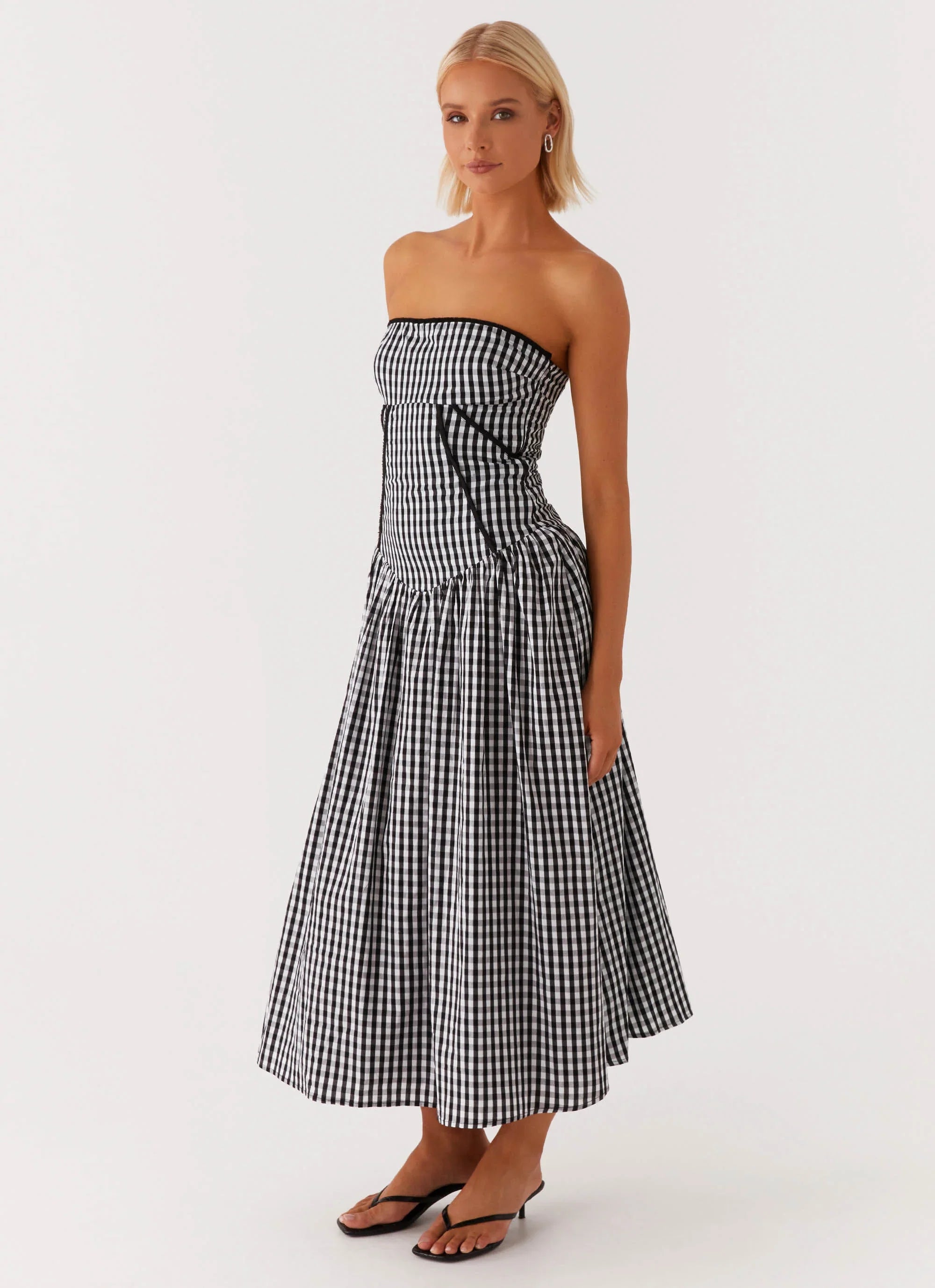 Larnie Midi Dress - Black Gingham